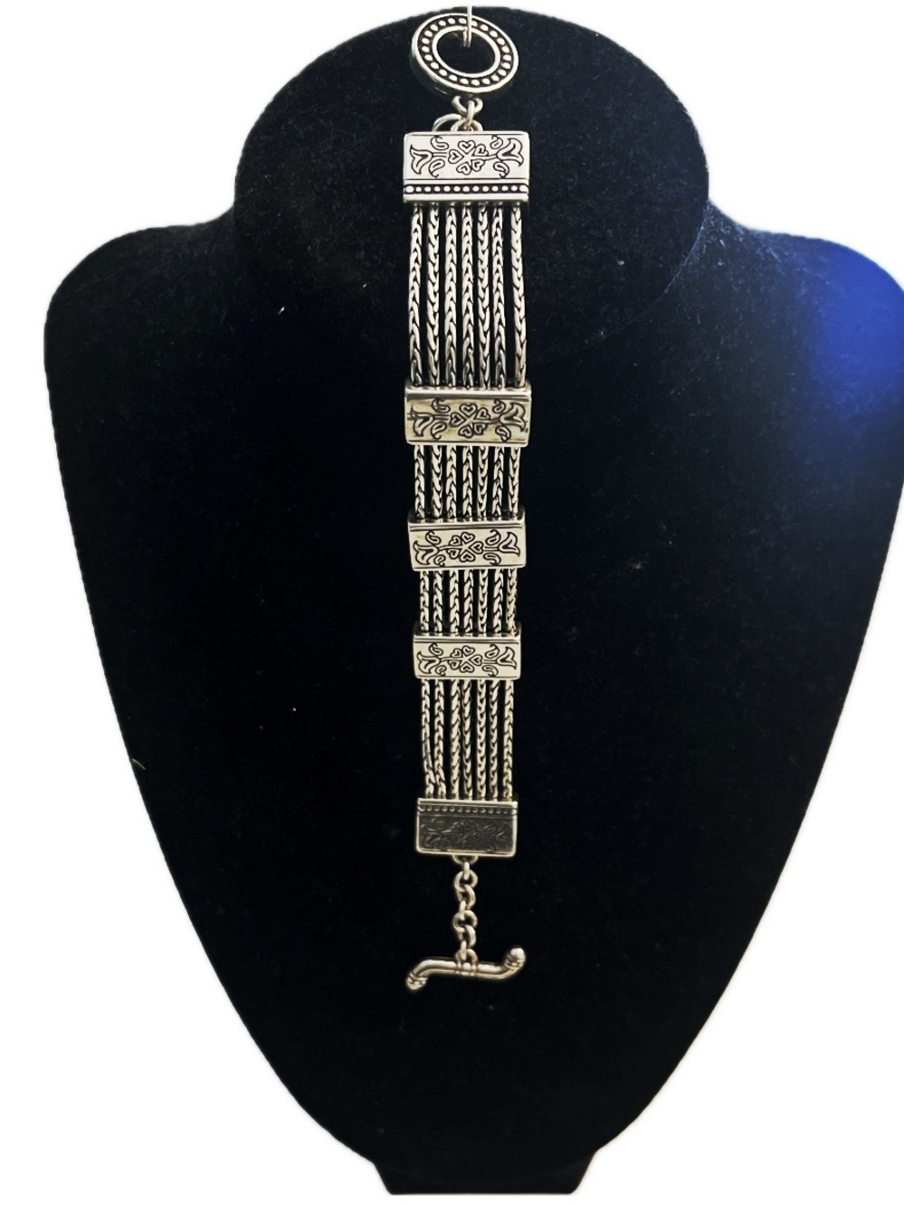 BRIGHTON Vintage Retired French Quarter Seven Strand Silver Toggle Bracelet